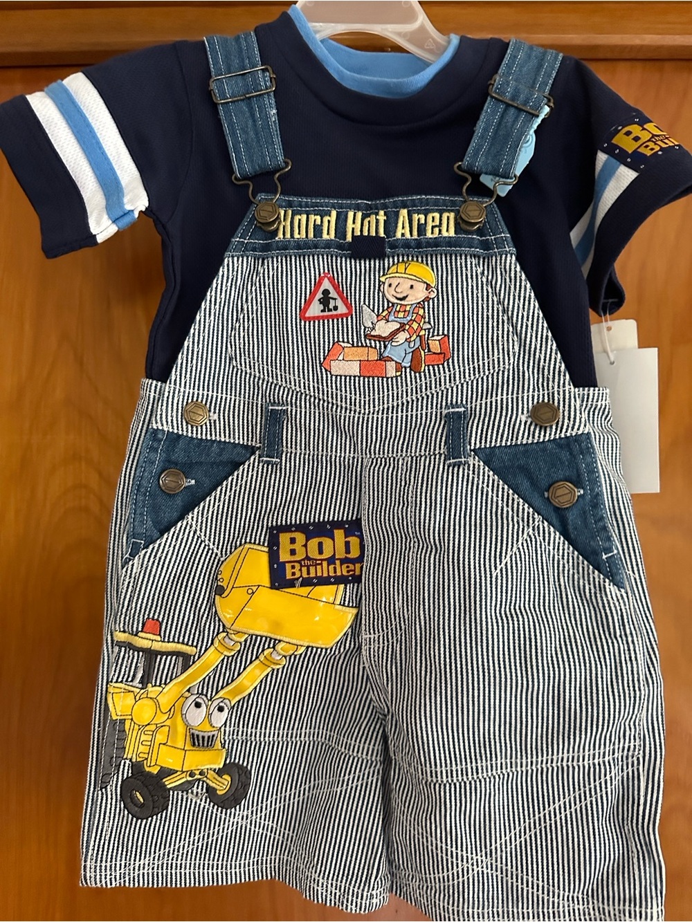NWT Vintage Bob the Builder Hard Hat Area Overall Shorts Set 12M